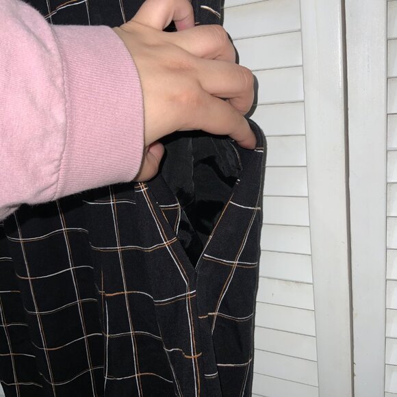 Liz Claiborne Black Plaid Wide Leg Jumpsuit Size 16 - Picture 8 of 9